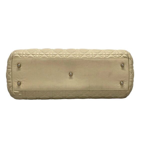 Auth DIOR/ChristianDior Cannage Stitch - Cream Leather Tote Bag - Picture 7 of 16